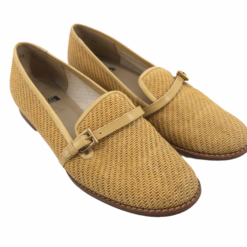 Vintage Stuart Weitzman Golden Straw Loafers 8AA - Picture 2 of 14